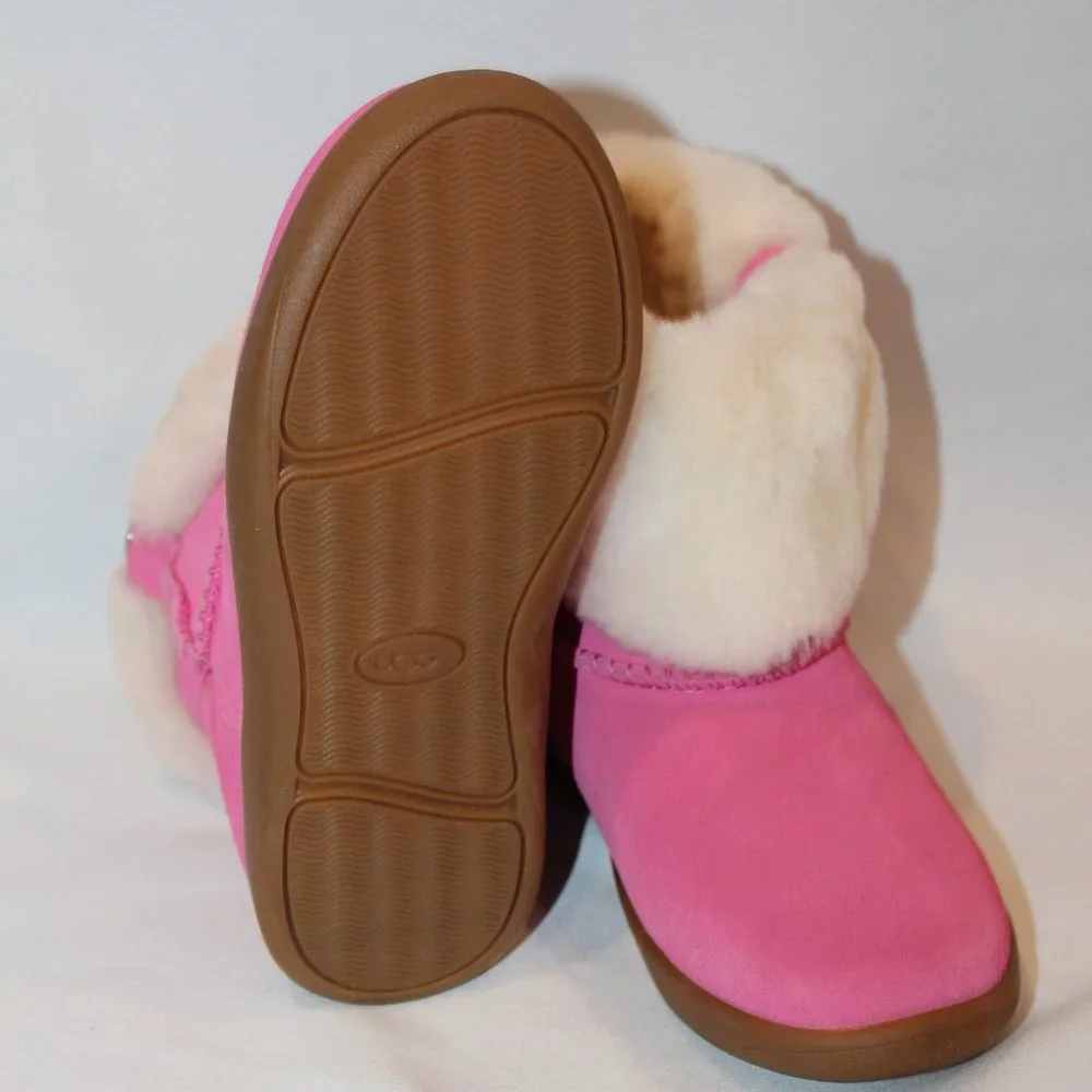 NIB UGG GIRLS TODDLER PINK SHEARLING CUFF ANKLE WINTER‎ BOOTS PINK